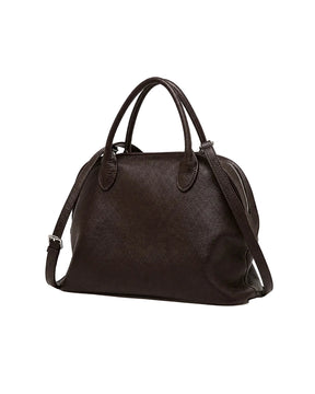 Bolsa feminina de couro marrom Vivienne em vista frontal sobre fundo branco, com alças de mão e alça transversal.