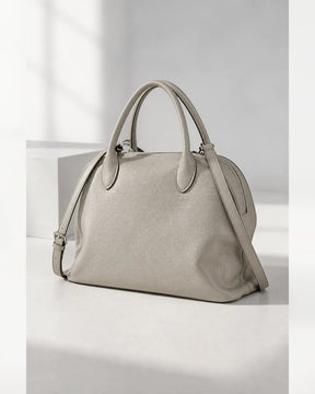 Bolsa Feminina de Couro Cinza Claro Vivienne