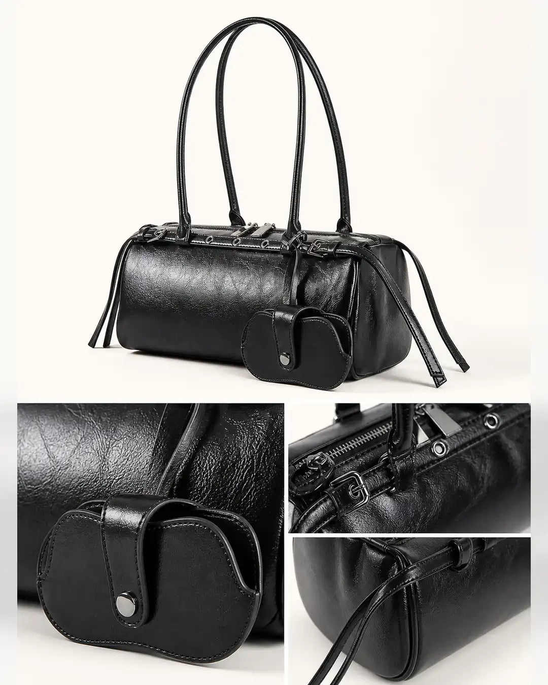 Bolsa Feminina de Couro Preta Celinne